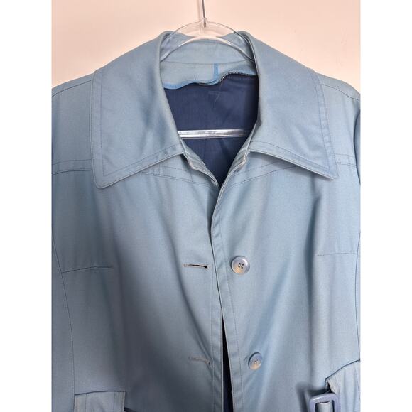 1960s London Fog Blue Belted Rain Coat With Big Pockets fall winter large - Picture 8 of 10